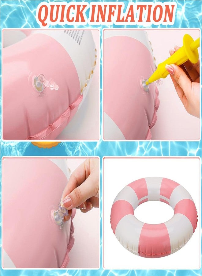 Taeku Inflatable Swimming Ring - Durable Striped Pool Float for Adults, Large Swim Tube for Beach, Summer Water Fun, Perfect for Pool Parties Relaxation (Pink) - Image 4