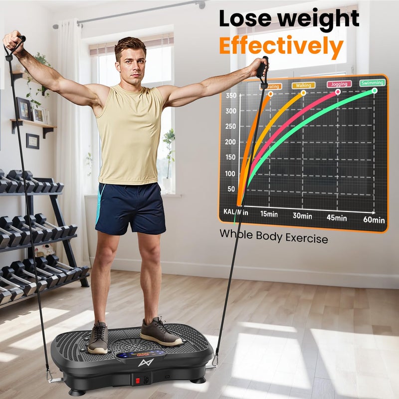 AXV Vibration Plate Fitness Platform Exercise Machine Vibrating Shaking Full Body Shaker Workout Vibrate Stand Shake Board Sport Gym for Weight Loss Fat Burner for Women Men - Image 4