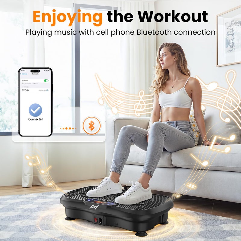 AXV Vibration Plate Fitness Platform Exercise Machine Vibrating Shaking Full Body Shaker Workout Vibrate Stand Shake Board Sport Gym for Weight Loss Fat Burner for Women Men - Image 3