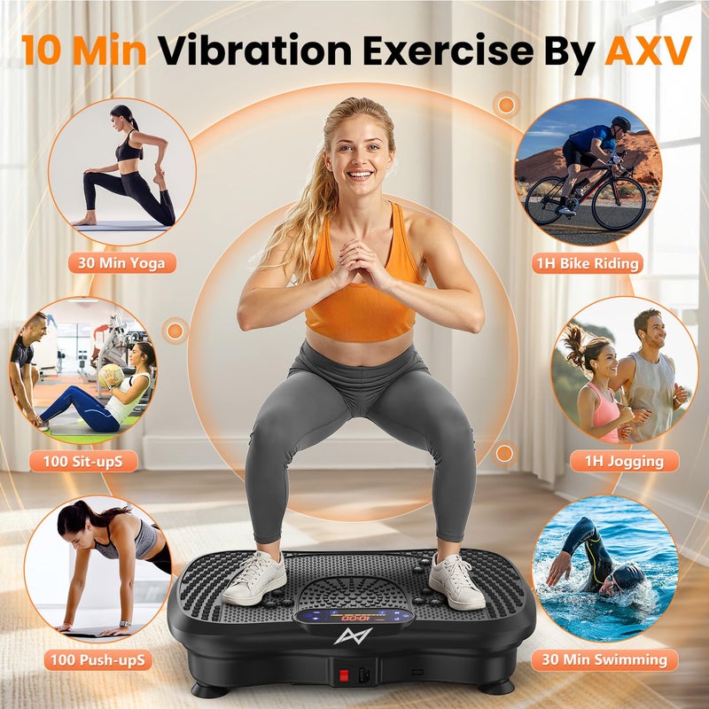AXV Vibration Plate Fitness Platform Exercise Machine Vibrating Shaking Full Body Shaker Workout Vibrate Stand Shake Board Sport Gym for Weight Loss Fat Burner for Women Men - Image 2