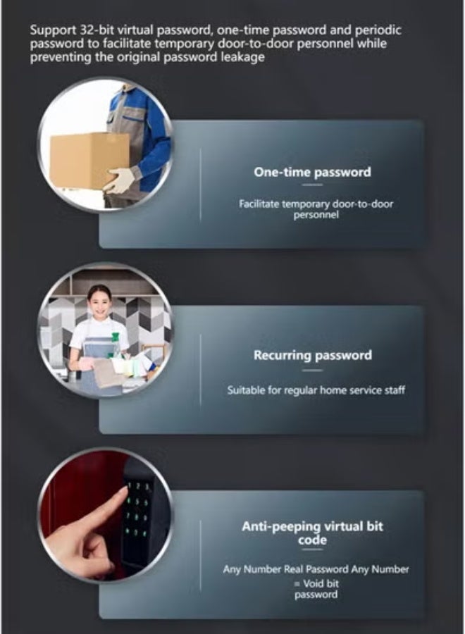 شاربدو قفل ذكي، قفل باب ذكي 7 في 1، قفل باب دخول بدون مفتاح، مفتاح/ كلمة مرور/ ​​بلوتوث/ NFC/ قفل TT - Image 4