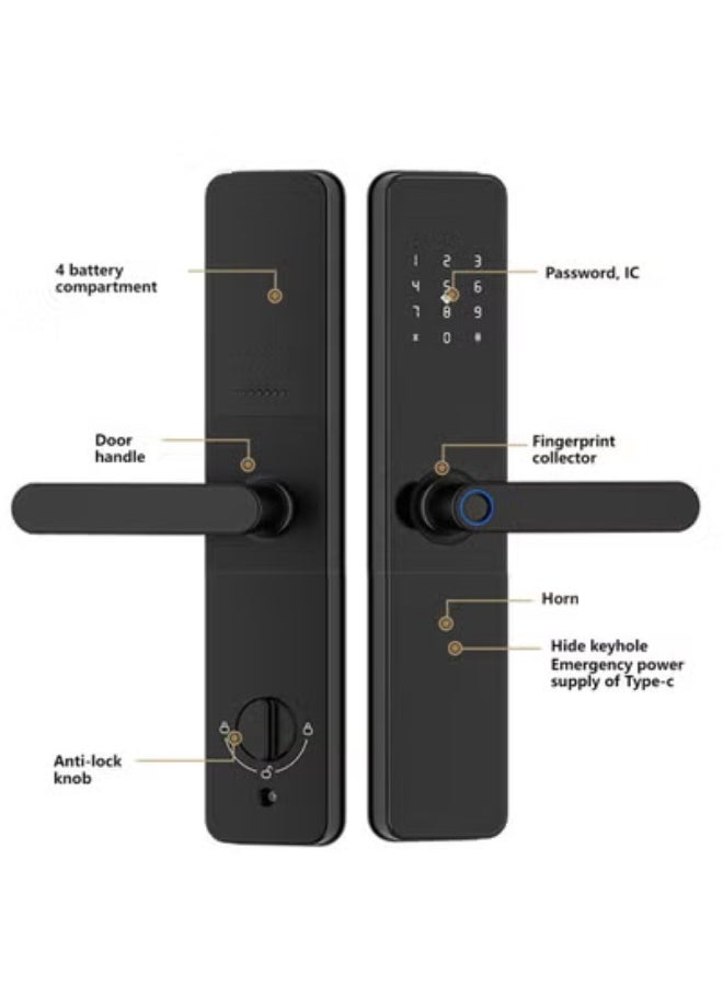شاربدو قفل ذكي، قفل باب ذكي 7 في 1، قفل باب دخول بدون مفتاح، مفتاح/ كلمة مرور/ ​​بلوتوث/ NFC/ قفل TT - Image 5