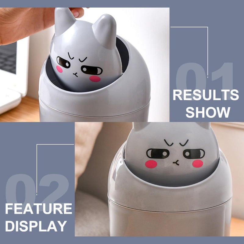 Mini Desktop Trash Can Gray Small Garbage Bin For Home Office Kitchen Dormitory - Image 5
