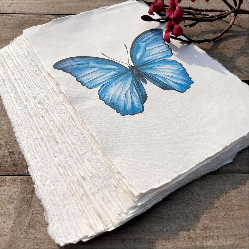 25 Pcs A6 Cream Mixed Media Paper 150 Gsm Deckle Edge Cold Pressed Textured - Image 1