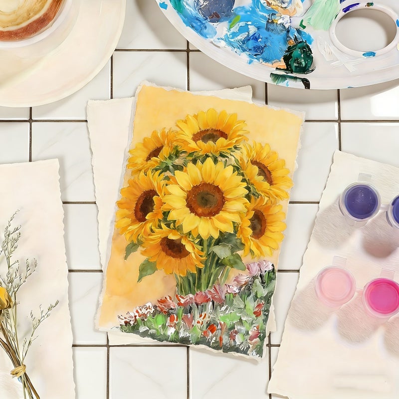 25 Pcs A6 Cream Mixed Media Paper 150 Gsm Deckle Edge Cold Pressed Textured - Image 2