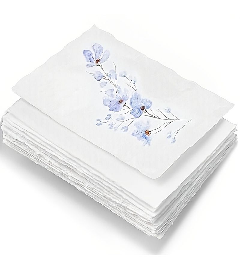 25 Pcs A6 Cream Mixed Media Paper 150 Gsm Deckle Edge Cold Pressed Textured - Image 5