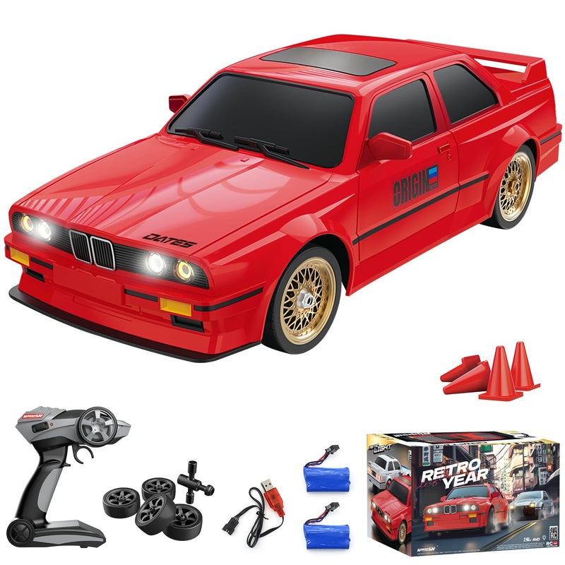 Hitish RC Drift Car for Kids Adults 116 Scale 24Ghz 4WD High Speed RTR Racing Car 30KMH with Led Lights Remote Control Vehicle Sport Toy Gifts for Girls Boys Two Batteries and Drift Tire Included - Image 2