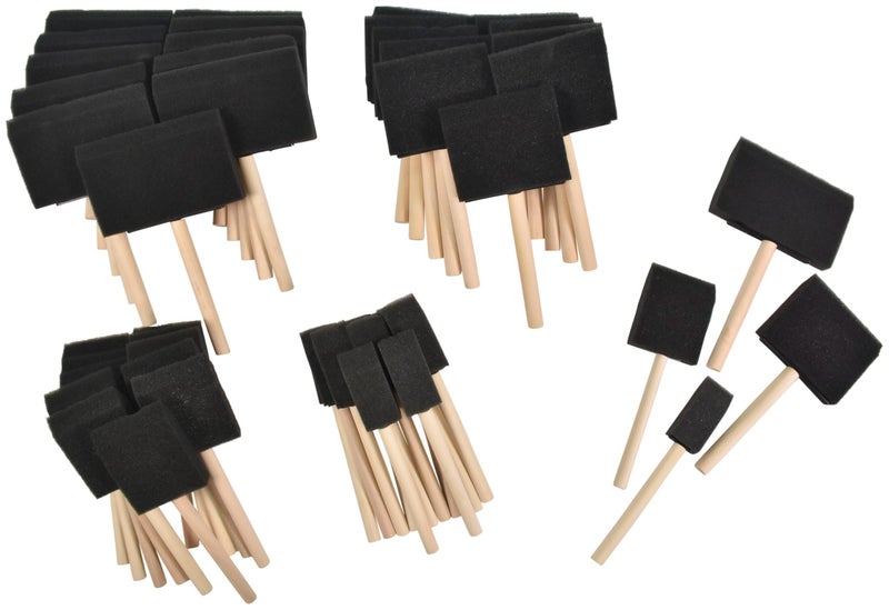 School Smart Wedge Foam Paint Brush Set, Assorted Size, Set of 48 - Image 3