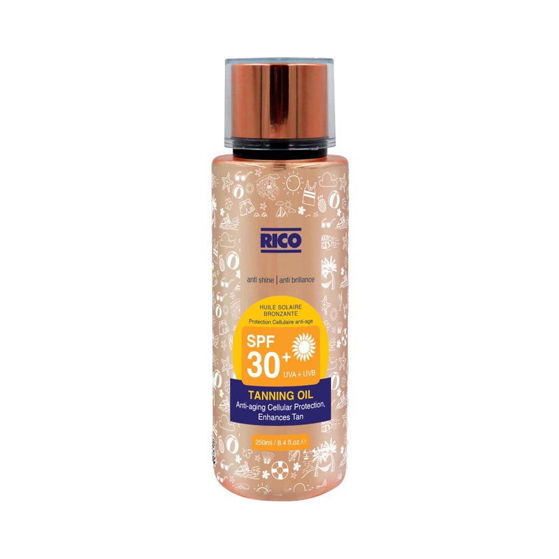 ريكو RICO Tanning Oil SPF 30, Anti Shine, Anti Aging, Cellular Protection, All Skin Types, 250ml - Image 1