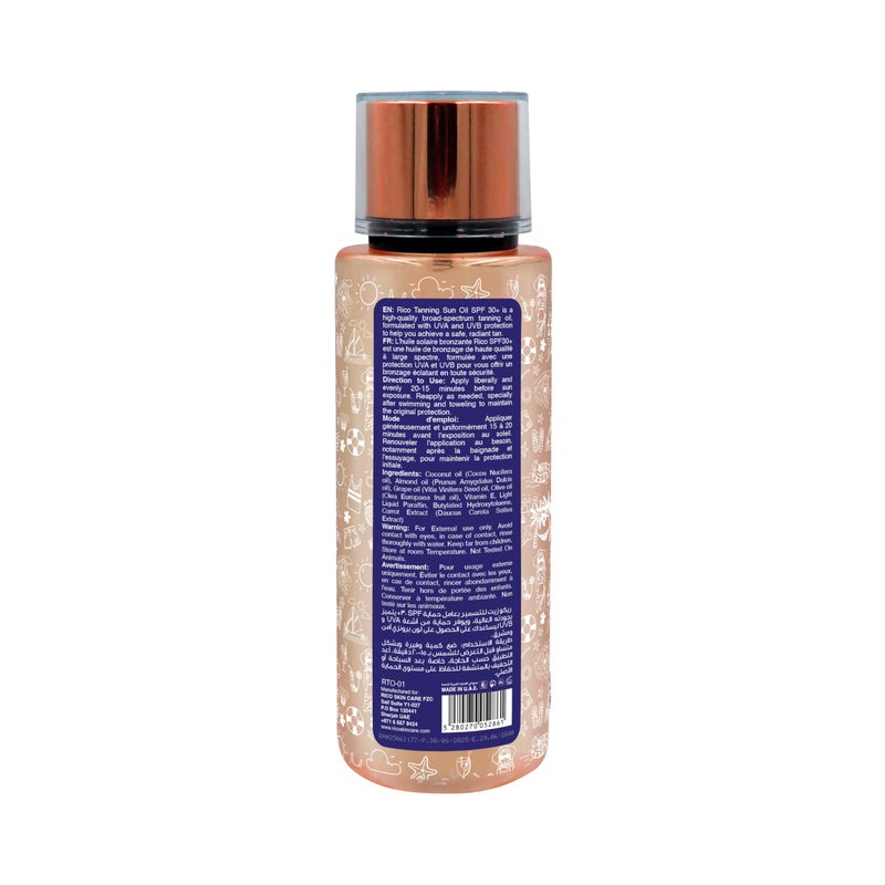 ريكو RICO Tanning Oil SPF 30, Anti Shine, Anti Aging, Cellular Protection, All Skin Types, 250ml - Image 2
