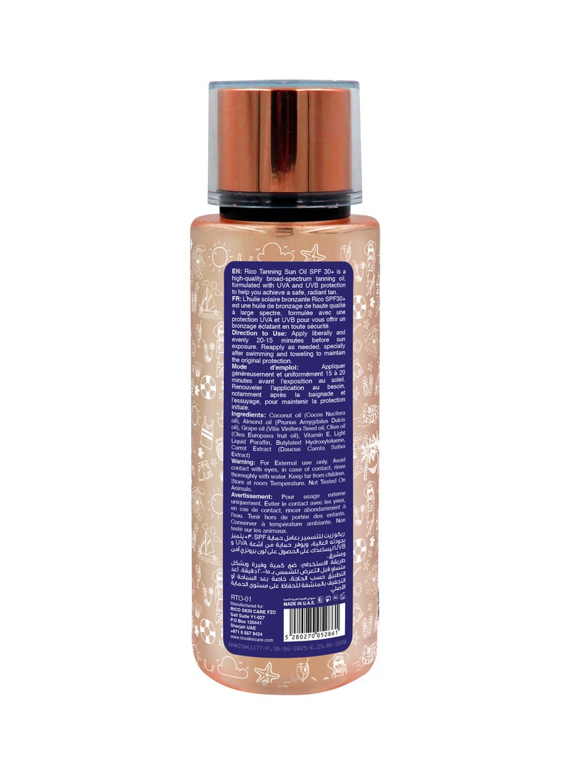 RICO Tanning Oil SPF 30, Anti Shine, Anti Aging, Cellular Protection, All Skin Types, 250ml - Image 2