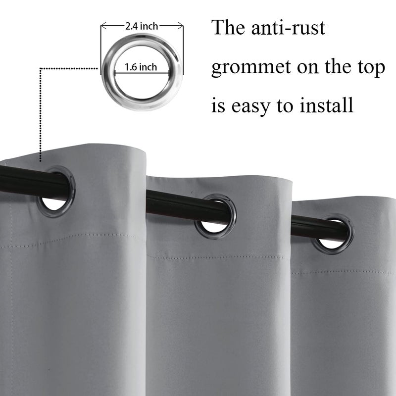 JIUZHEN Light Grey Blackout Curtains with Tiebacks Thermal Insulated  Light Blocking Noise Reducing Grommet Curtains for Bedroom and Living Room  Set of 2 Window Curtain Panels  60 x 72 Inch Length - Image 2