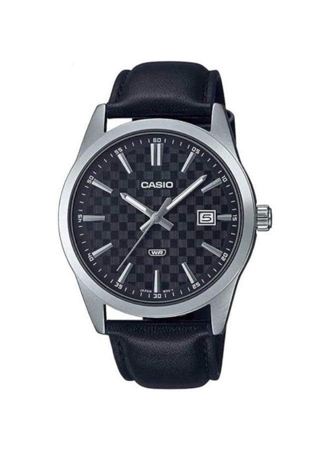CASIO ساعة كاسيو للرجال التناظرية - قرص أسود، حزام جلد أسود - Image 1