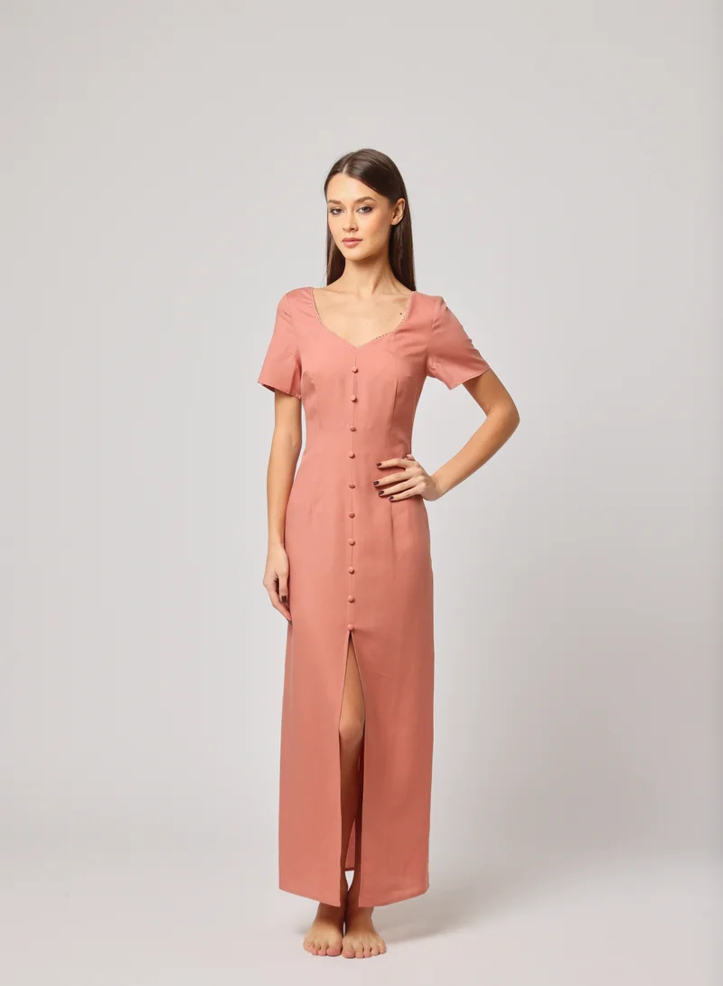 Ashita Fernandes Button-Front Linen Dress