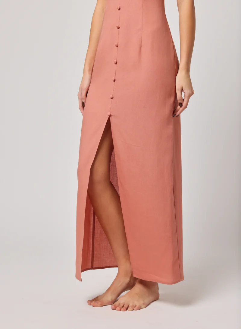 Ashita Fernandes Button-Front Linen Dress
