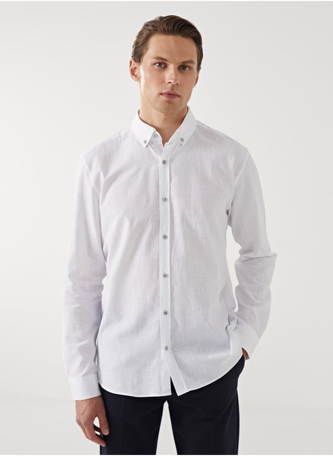 LC WAIKIKI Slim Fit Long Sleeve Linen Blended Men Shirt  - Image 1