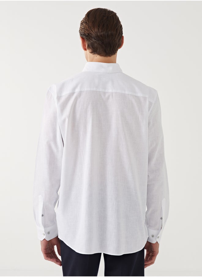 LC WAIKIKI Slim Fit Long Sleeve Linen Blended Men Shirt  - Image 4