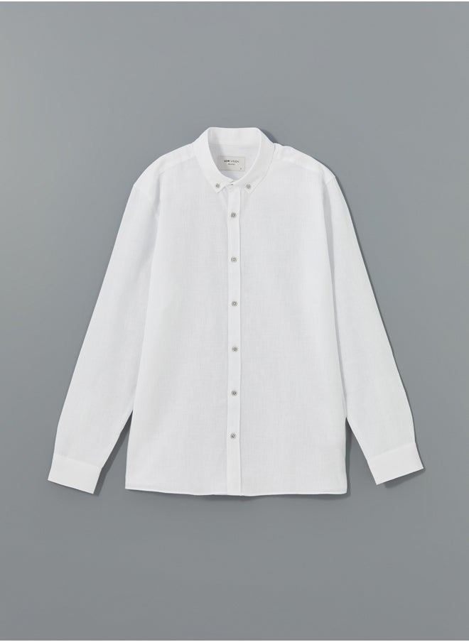 LC WAIKIKI Slim Fit Long Sleeve Linen Blended Men Shirt  - Image 5