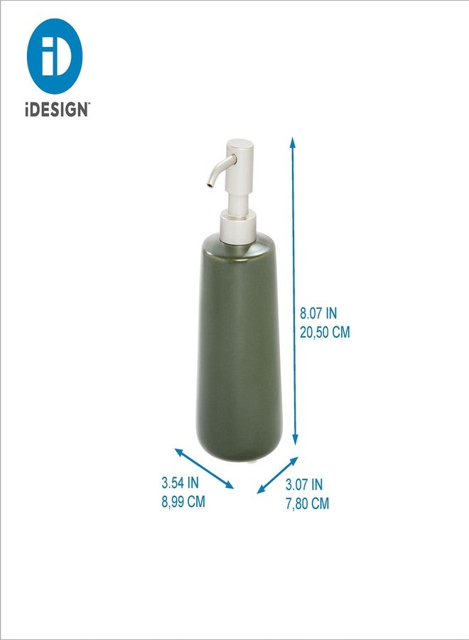 أي ديزاين موزع صابون طويل قابل لإعادة التعبئة من مجموعة iDesign Ceramic Earth، لون الطحلب - Image 4