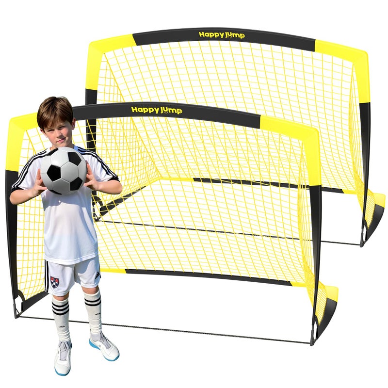 Happy Jump Soccer Goal Pop Up Foldable Soccer Net for Backyard 2 Set 5X36 FT 2 Set