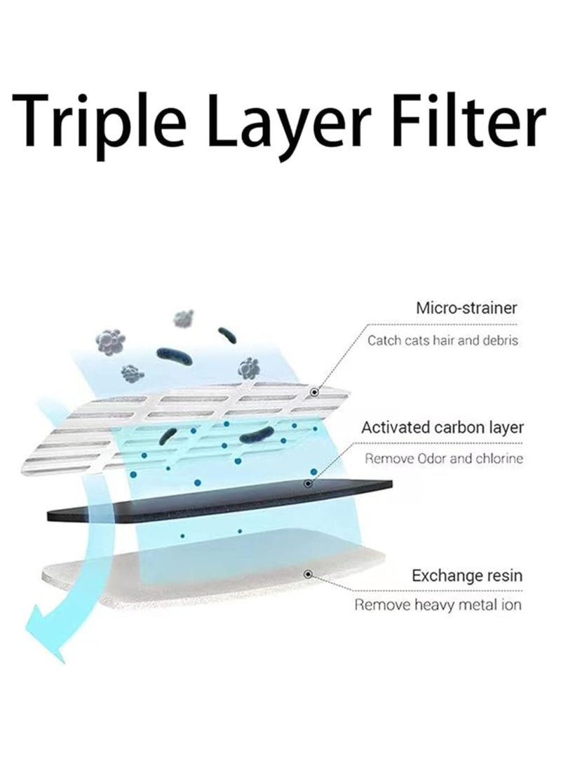 عام موزع مياه للحيوانات الأليفة، موزع مياه سعة 2.5 لتر، موزع مياه تلقائي هادئ جداً للقطط والكلاب مع 2 فلتر بديل، مناسب للقطط والكلاب والحيوانات الأليفة المتعددة. - Image 2