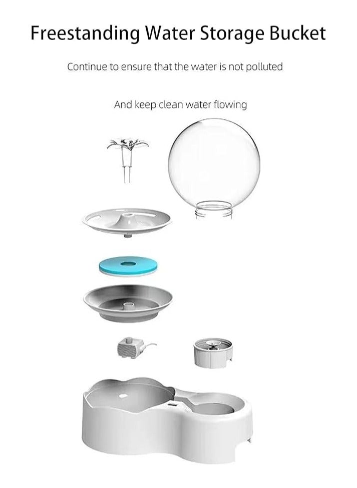 عام موزع مياه للحيوانات الأليفة، موزع مياه سعة 2.5 لتر، موزع مياه تلقائي هادئ جداً للقطط والكلاب مع 2 فلتر بديل، مناسب للقطط والكلاب والحيوانات الأليفة المتعددة. - Image 3