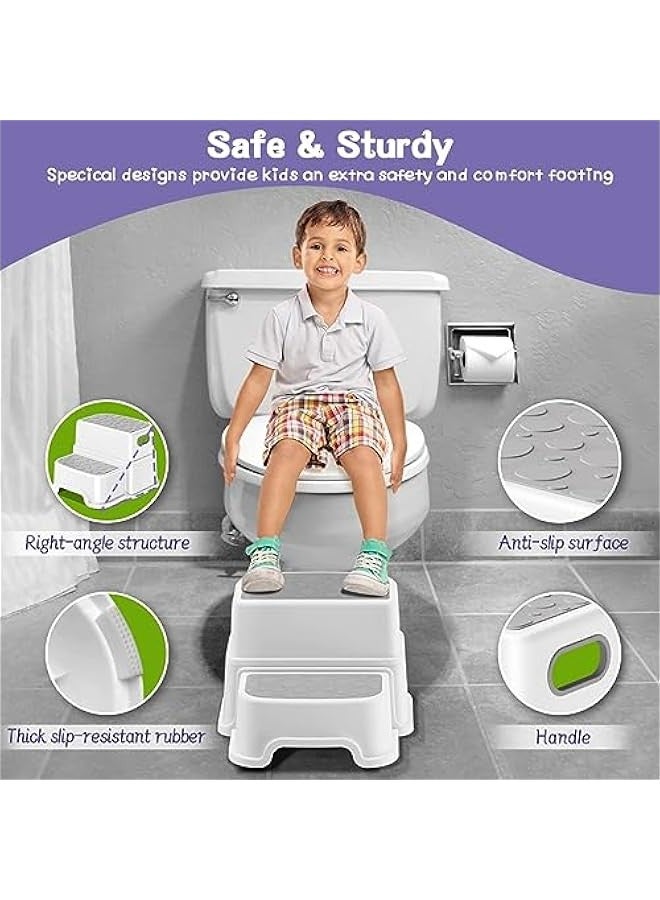 Toddler Step Stool, 2 Step Stool for Kids with Anti-Slip Surface and Rubber Bottom, Kids Step Stool for Toilet Potty Training, Bathroom, Kitchen - Image 3