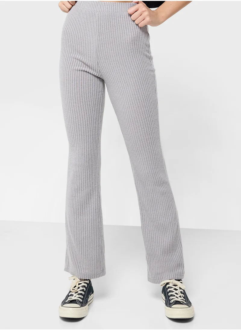 جينجر High Waist Ribbed Flared Pants