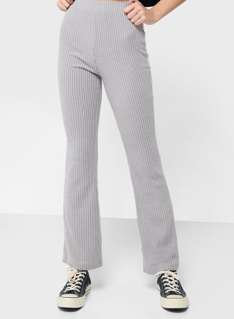 جينجر بنطلون واسع بخصر مرتفع ونسيج مضلع - Image 2