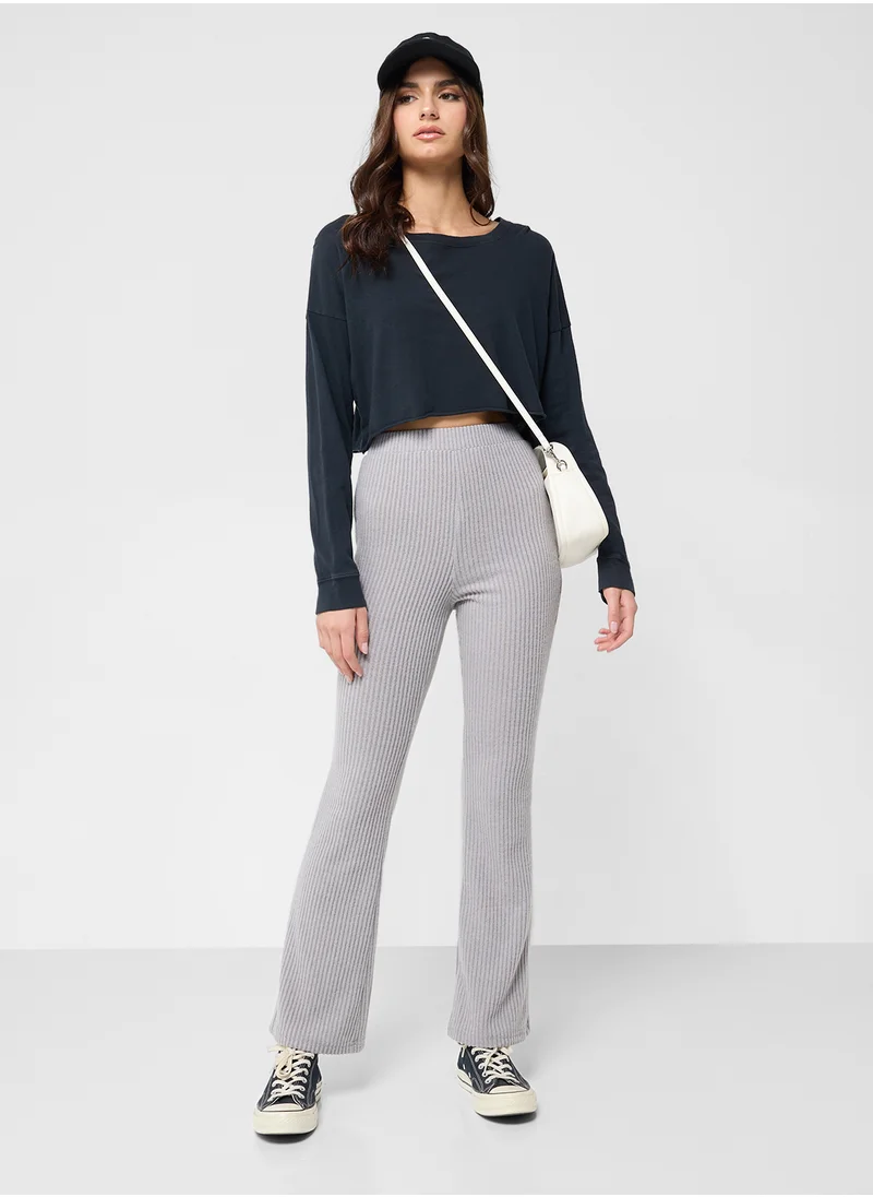 Ginger High Waist Ribbed Flared Pants