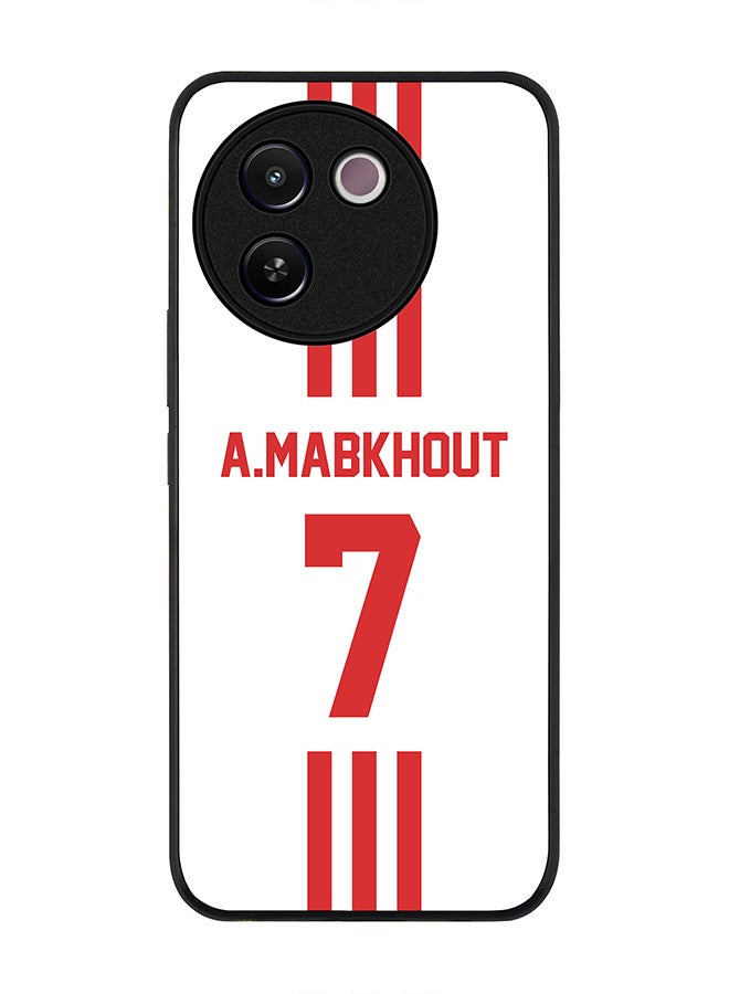 Stylizedd Rugged Black edge case for Vivo V30e, Slim fit Soft Case Flexible Anti Drop TPU Gel Thin Cover - Football Team - UAE, Player Name - A.Mabkhout - Image 1