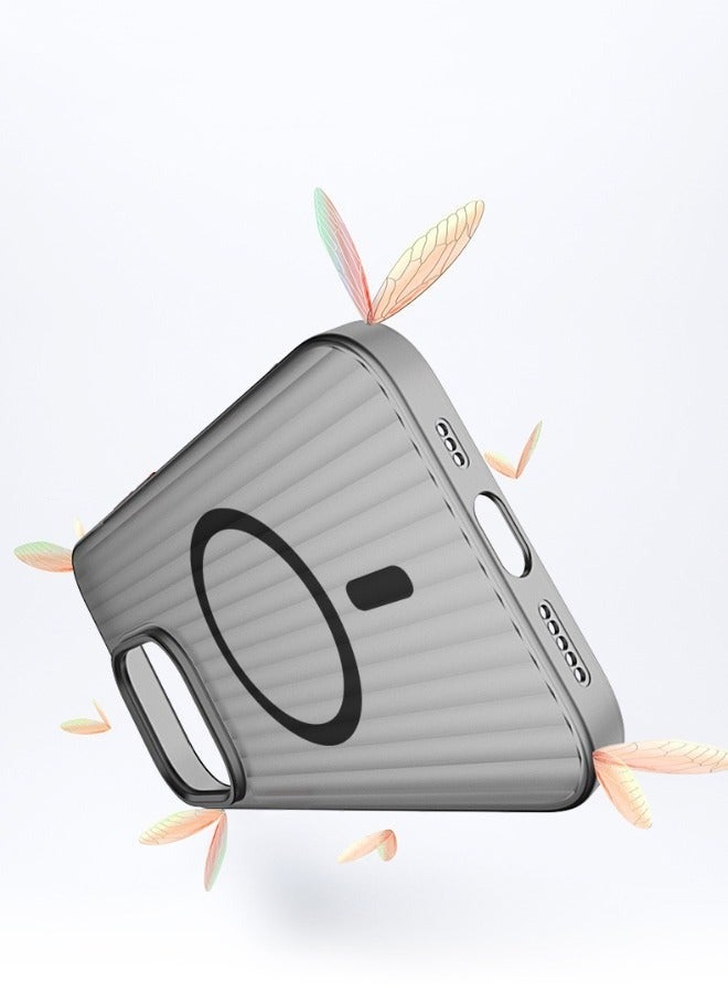 Captaintech iPhone 15 Pro Max Frosted Case with Striped Design, Ultra-Thin Support Magnetic Charging Case Cover, Not Yellowing Shockproof and Anti-Drop Slim Protective Case for iPhone 15 Pro Max 6.7'' - Image 5