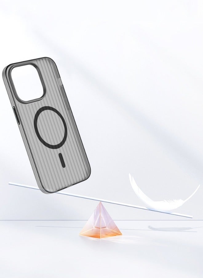 Captaintech iPhone 15 Pro Max Frosted Case with Striped Design, Ultra-Thin Support Magnetic Charging Case Cover, Not Yellowing Shockproof and Anti-Drop Slim Protective Case for iPhone 15 Pro Max 6.7'' - Image 4