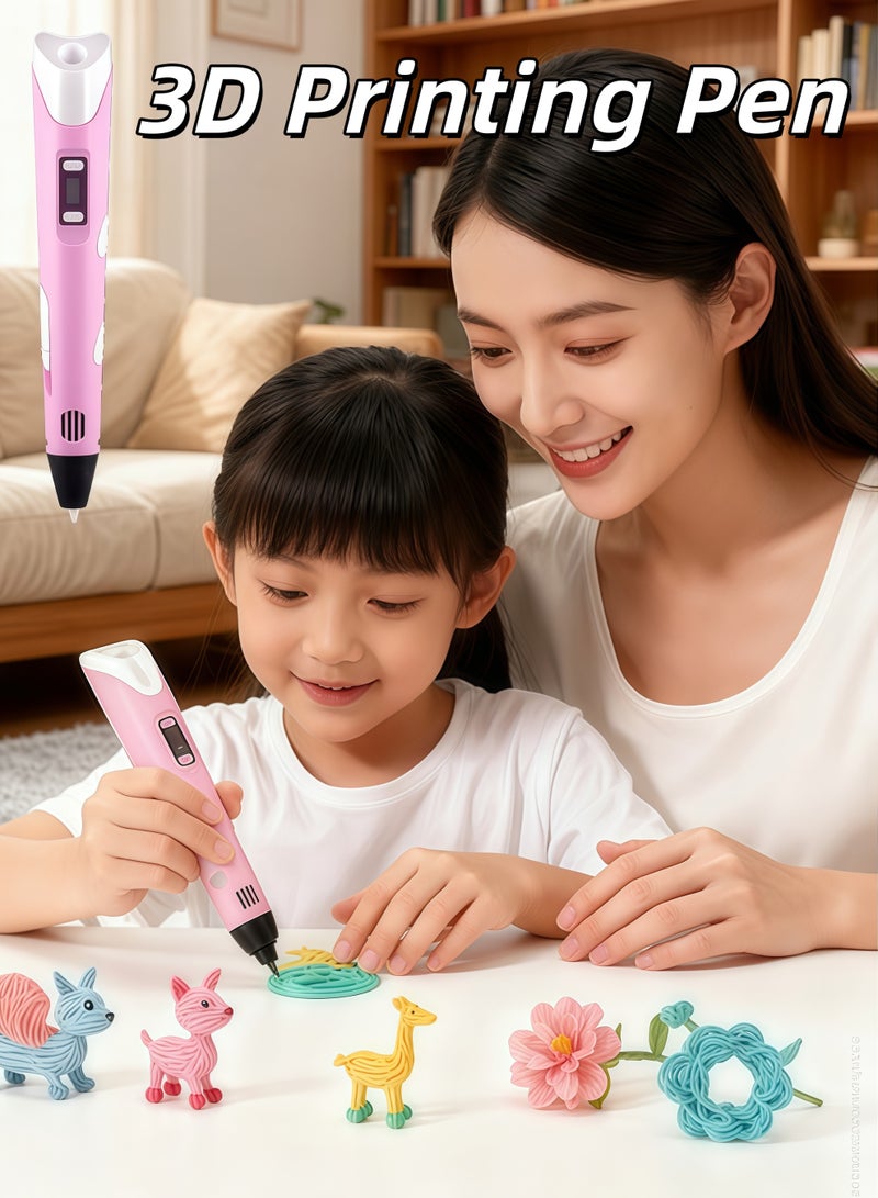 XiuWoo 3D Printing Pen for Kids, 3D Pen with Display, Painting Graffiti, Kids DIY Gift, Doodle Arts Craft Drawing, Compatible with PLA and ABS Filament, Adjustable Temperature and Speed, for Graffiti, Drawing, Model Making(Pink) - Image 1