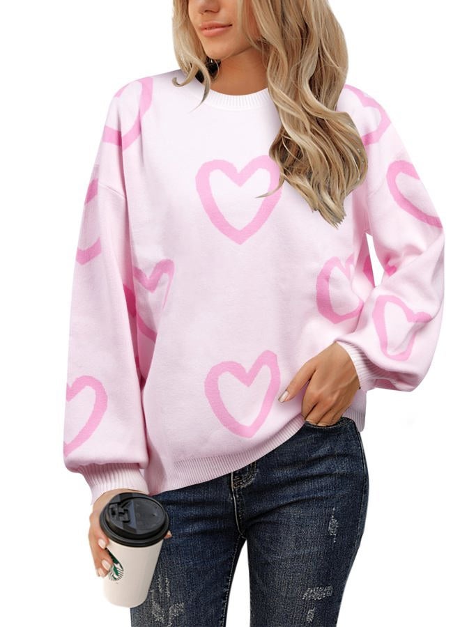 UNIQUEONE Valentines Sweater Women Love Sweatshirt Heart Graphic Knit Sweaters Romantic Valentine Day Oversized Crewneck Tops - Image 2