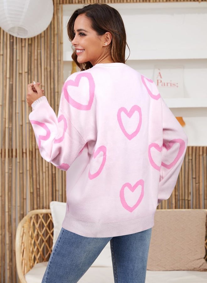 UNIQUEONE Valentines Sweater Women Love Sweatshirt Heart Graphic Knit Sweaters Romantic Valentine Day Oversized Crewneck Tops - Image 4