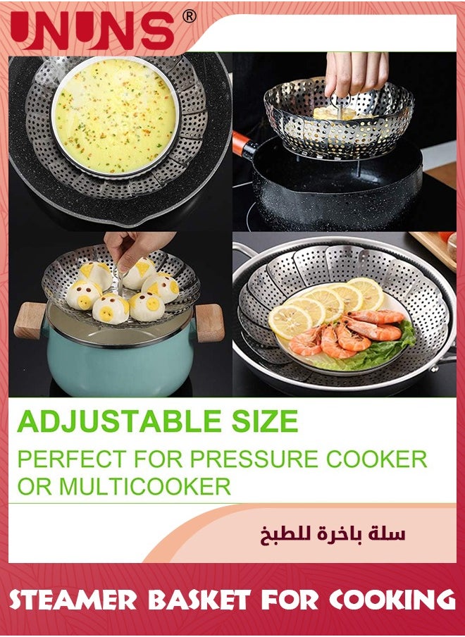 UNUNS Vegetable Steamer Basket For Cooking,Stainless Steel Veggie Fish Food Steamer Basket,Folding Expandable Steamers To Fit Various Size Pot  - Image 5