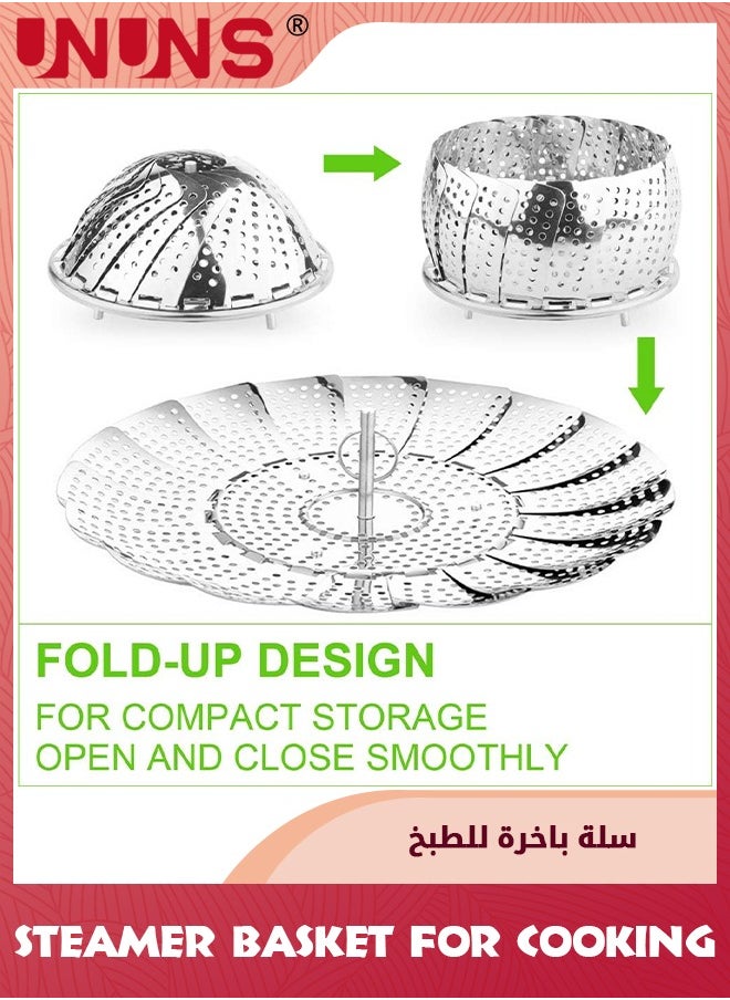 UNUNS Vegetable Steamer Basket For Cooking,Stainless Steel Veggie Fish Food Steamer Basket,Folding Expandable Steamers To Fit Various Size Pot  - Image 4
