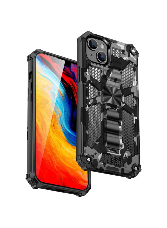 The Bros Case For iPhone 14 Plus Camouflage Armor Shockproof TPU + PC Magnetic Phone Case