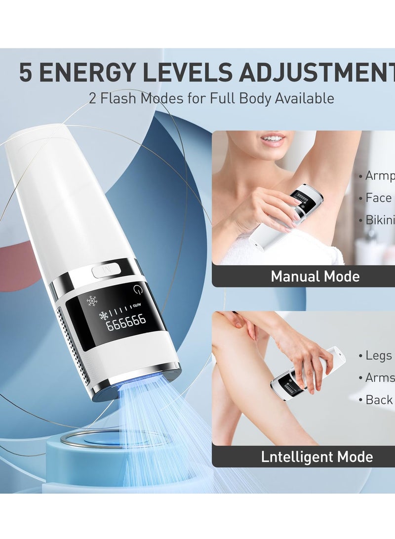 سيوسي جهاز إزالة الشعر بالليزر، جهاز إزالة الشعر بالليزر IPL، مزيل شعر IPL بدون ألم للاستخدام المنزلي، نتائج دائمة، 990000 ومضة، نظام تبريد، 5 مستويات طاقة للوجه والساقين والذراعين والبكيني - Image 4