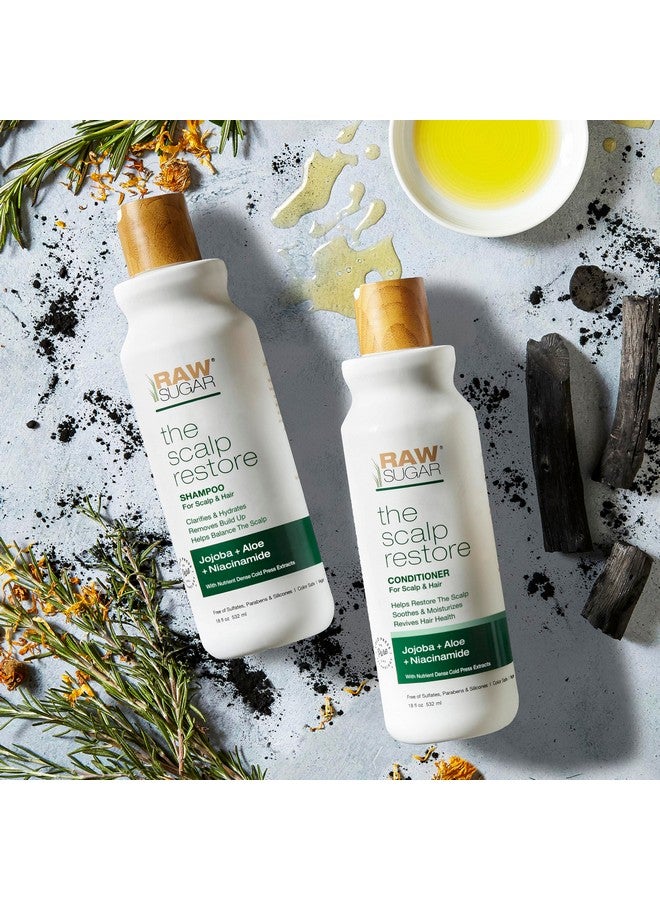 Raw Sugar Scalp Restore Hair Care Bundle, Shampoo and Conditioner Set with Jojoba, Aloe and Niacinamide, Formulated without Sulfates + Parabens - Image 3