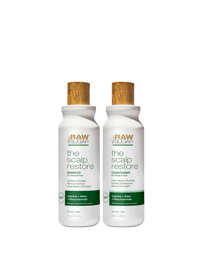 Raw Sugar Scalp Restore Hair Care Bundle, Shampoo and Conditioner Set with Jojoba, Aloe and Niacinamide, Formulated without Sulfates + Parabens - Image 1