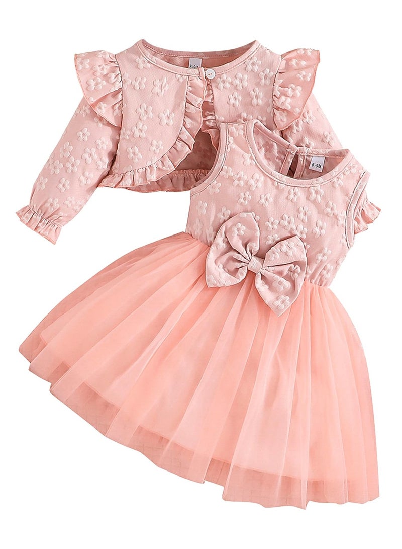 NajmStyle Toddler Dress and Cardigan Little Girls Floral Cardigan Tulle Skirt Set Spring Summer Fall Dresses - Image 1