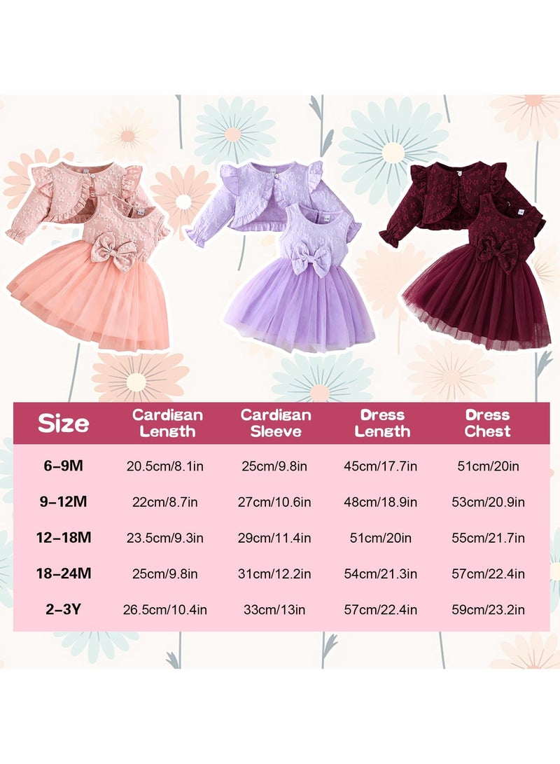 NajmStyle Toddler Dress and Cardigan Little Girls Floral Cardigan Tulle Skirt Set Spring Summer Fall Dresses - Image 2