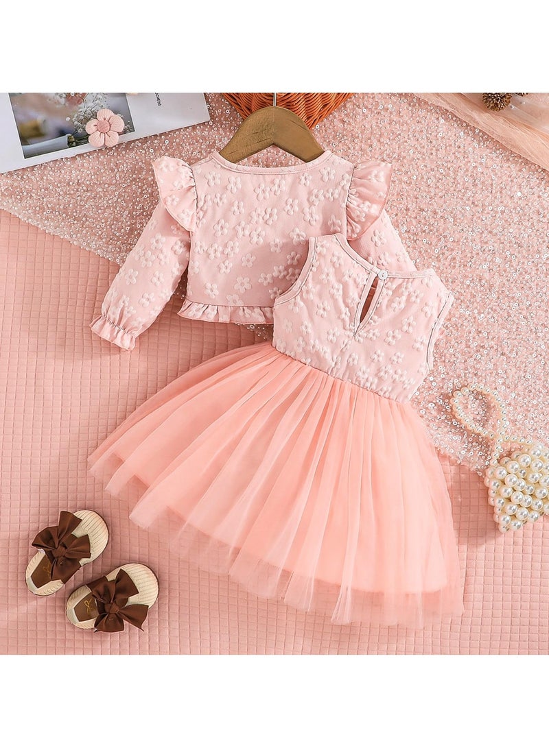 NajmStyle Toddler Dress and Cardigan Little Girls Floral Cardigan Tulle Skirt Set Spring Summer Fall Dresses - Image 3