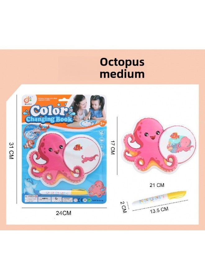 Children's EVA Color Changing Cloth Book Baby Summer Water Play Toy Color Educational Early Education Color Changing Bath Book-Color:Octopus-Medium  - Image 1