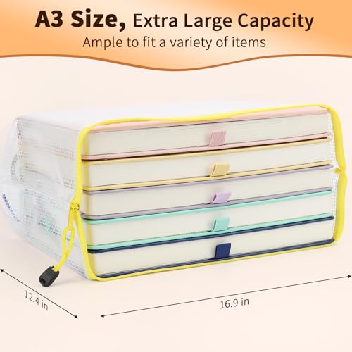 Umriox Zipper Mesh Document Pouch, 16.9x12.4 in (6 Colors, 18 Packs), Clear Zipper Pouches, Waterproof Zipper Pouches for Craft Projects Office Supplies Cosmetics Travel Storage - Image 2