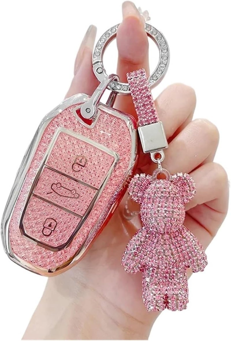 Crystal Key Case for fit for and Remote Car Keys - and Stylish(A4 Pink) - Image 1