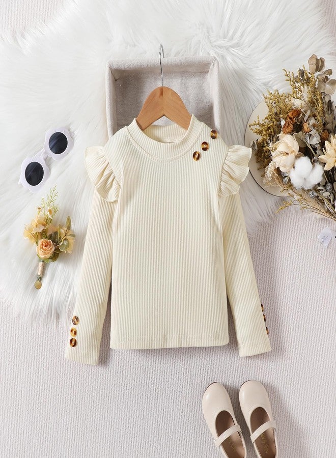 Fernvia Toddler Girl Fall Winter Clothes Ruffles Long Sleeve Shirt and Plaid Shorts Skirt Kids Little Girl 2Pcs Outfits Set - Image 3
