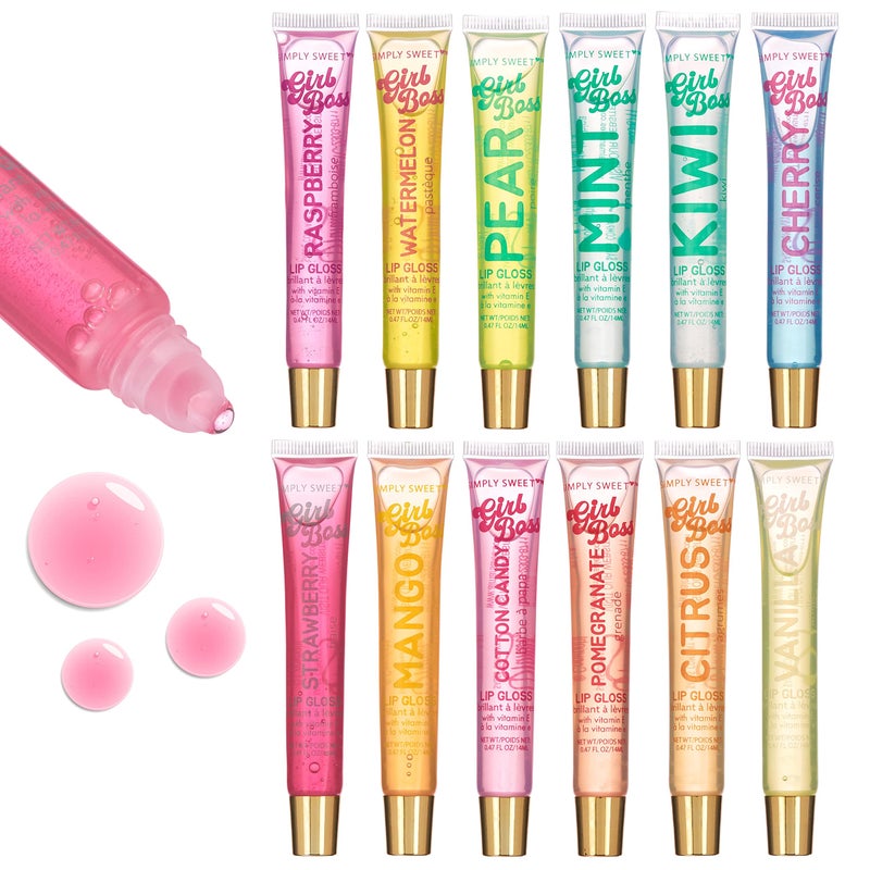 EXPRESSIONS 12pc Clear Lip Gloss Pack - Oils With Vitamin E and Essential Oils, Flavored Clear Tubes, Hydrating Glow Oil, Tinted Oil, Moisturizer - Image 1
